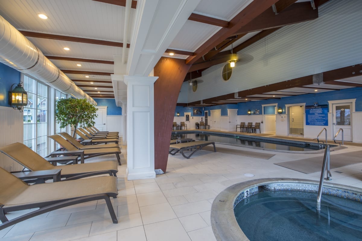 Indoor hotel pool.