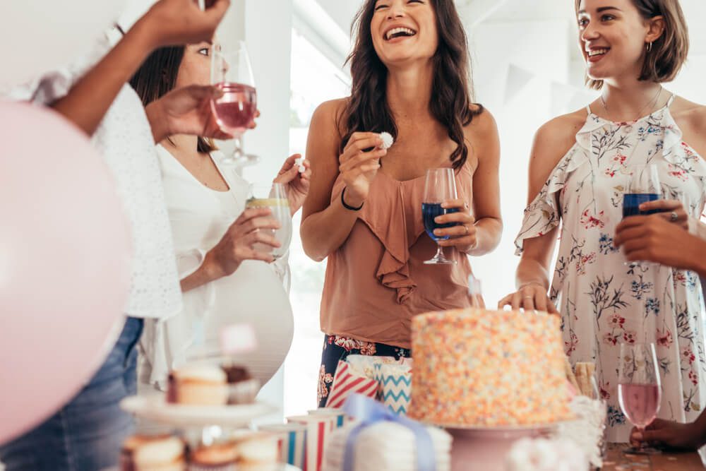 A group of women celebrate a baby shower, along the Connecticut Coast.