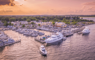 A overview shot of the Saybrook Point Marina.